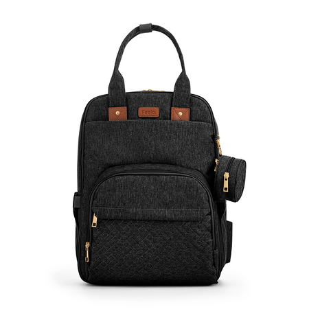 Feelo Mom Backpack Black plecak dla mamy z matą do przewijania do wózka czarny