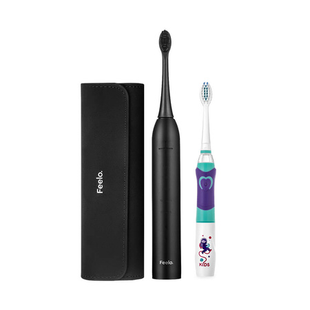 Zestaw Szczoteczka soniczna Feelo PRO Premium czarna i szczoteczka soniczna dla dzieci Feelo Kids