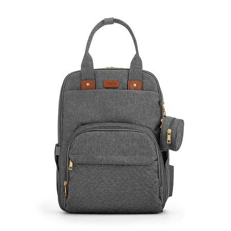 Feelo Mom Backpack Dark Grey plecak do wózka dla mamy z matą do przewijania szary