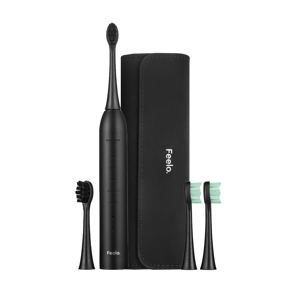 Feelo PRO Black Premium Set szczoteczka soniczna z etui i 4 końcówkami