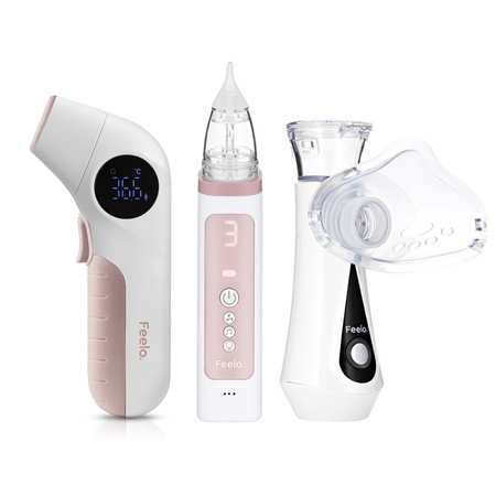 Zestaw Feelo Family Termometr bezdotykowy nebulizator ultradźwiękowy i aspirator do nosa